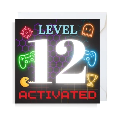 Image of Second Ave Gaming Gamer 12th Birthday Age 12 Square Children&#039;s Kids Greeting Card for Boy or Girl