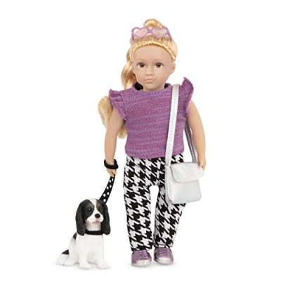 Image of Lori Dolls Mini Doll with Dog 15cm / 6 inch &amp; Spaniel Pup Play Set Outfit, Animal Accessories Heather Nugget Playset for Kids, 3 Years +