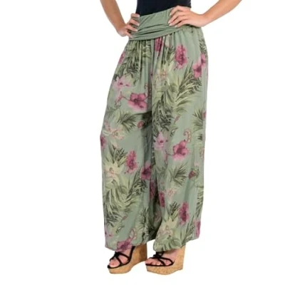 Image of Malito 8939 Women&#039;s Aladdin Trousers with Floral Pattern, Harem for Dancing, Baggy Chilling Casual Trousers, black, 8 16