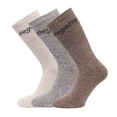 Image of Regatta Mens 3 Pack Socks Dark Brown Marl