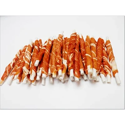 Image of Salmon Wrapped Dog Chews Rawhide Chewy Fish Twists for Dogs Treats Natural