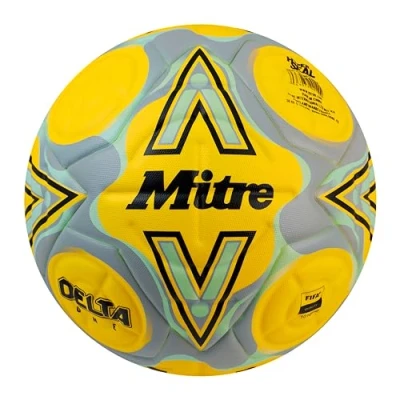 Image of Mitre Delta Football Highly Durable Enhanced Accuracy and Consistency, Fluo Yellow/Black/Circular Grey, 5