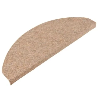 Image of vidaXL Beige Stair Mats Self Adhesive Carpet Tread Rugs, Needle Felt Fabric, Sound Dampening, Easy Install (15 pcs, 65x22.5 cm)