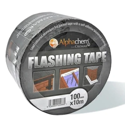 Image of ARA CHOICE CROMAR AlphaChem® Flashing Strip Self Adhesive Bituminous Sealing for Instant Watertight Seals Extra Strong Tape Roofing Grey 100mm x 10m Roll