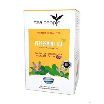 Image of Tea People Peppermint Tea, 20 Individually Wrapped Herbal Pyramids In A Dispensing Box, 60 g