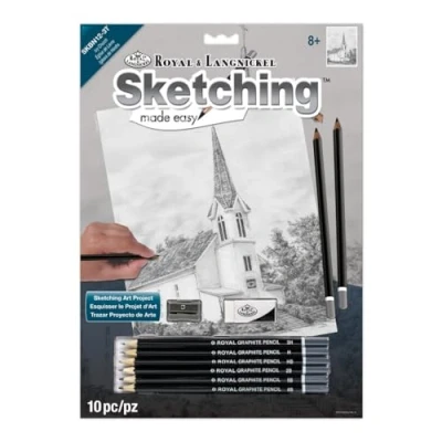 Image of Royal &amp; Langnickel 9 x 11 inch Ivy Church Pre Printed Sketching Made Easy Drawing Set