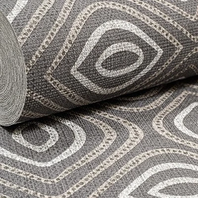 Image of SOPHIE LAURENCE Light Charcoal Wallpaper Vinyl Geometric Textured Fork Weaving Effect Retro Vintage