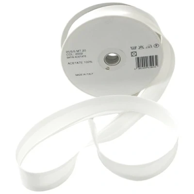 Image of Inastri Acetate Satin Bias Binding 25/5/5mm Colour Bridal White 2002