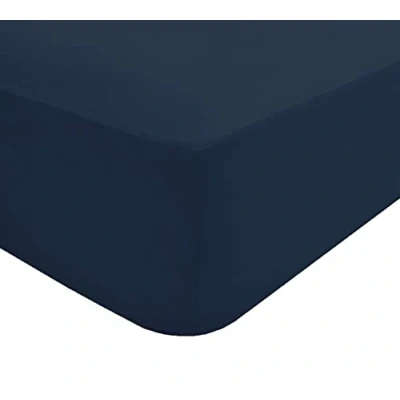 Image of Sleepdown Fitted Sheet Polycotton Easy Care Non Iron Super Soft 10 Inch 25cm Deep Pocket Bedsheet Bed Linen King Navy