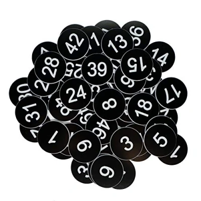 Image of Plastic Number Tags Engraved Numbered ID Key Without Hole (1 100, Black)