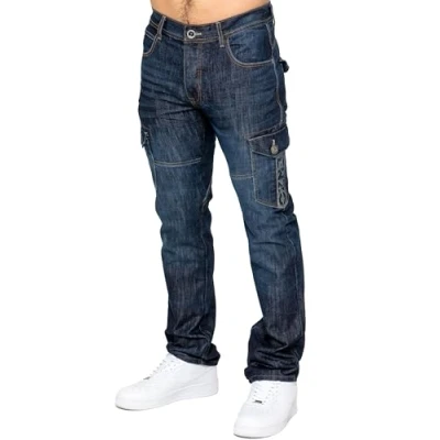 Image of 989Zé ENZO Mens Jeans Straight Leg Regular Fit Casual Cotton Denim Pants Trousers All Waist Sizes EZ626 Dark Blue 34W / 34L