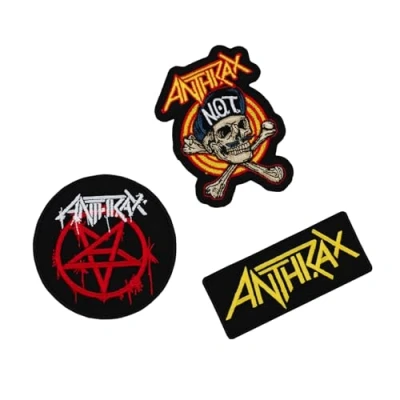 Image of Grupo Erik Set of 3 Patches Anthrax Iron On Patches, Sew Band Embroidery Applique for Clothing, Backpacks