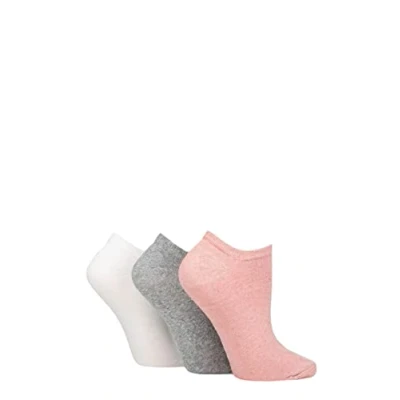 Image of Women&#039;s 3 Pair SOCKSHOP TORE 100% Recycled Plain Cotton Trainer Socks Pink / Grey White 4 8 Ladies