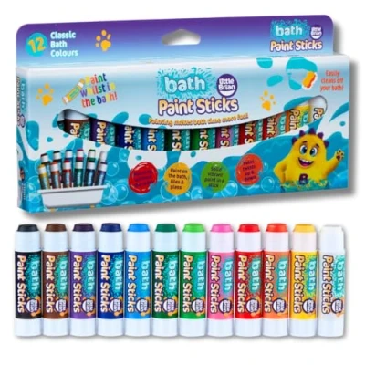 Image of Little Brian Paint Sticks Bath Sticks, 12 Pack Kids Pens Twist Up &amp; Down, Mess Free Painting, Easy to Use Clean