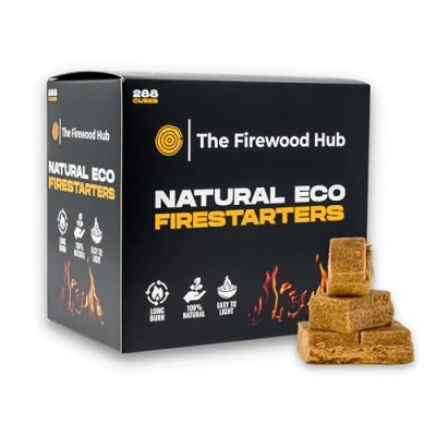 Image of 288 Eco Friendly Natural Wood Firelighters Sustainable Fibre Fire starters, Perfect For Burners, Pits, Pizza Ovens, and BBQs. The Lighter Any Occasion