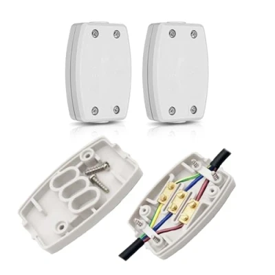 Image of 2Pcs 3 Terminal Electrical Cable Junction Box 13Amp 250v Flex Connector Core Joiner Connectors For Indoor Lighting,Electrical Power,Wiring（ White）