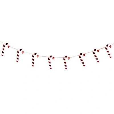 Image of Christmas Foiled Candy Cane Paper Garland Hanging Decoration 2m