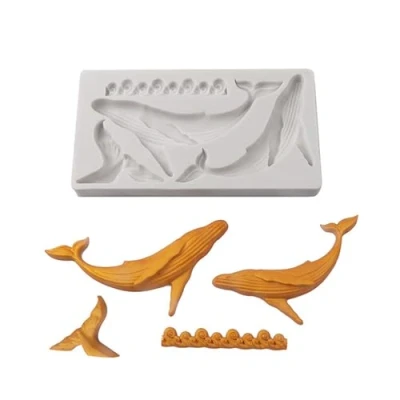 Image of NIXNUT Fondant Cake Chocolate Mould Silicone Cookie Candy Baking DIY Kitchen Tool Party Decorating Marine Animal Whale Wave Pattern