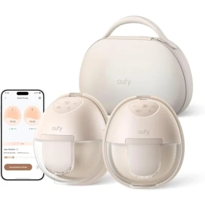 Image of eufy Wearable Breast Pump S1 Pro Electric Hands Free with Heating Technology, Portable Charging Case, App Controlled Smart Rhythm, Hospital Grade Suction, Leak Proof and Ultra Quiet