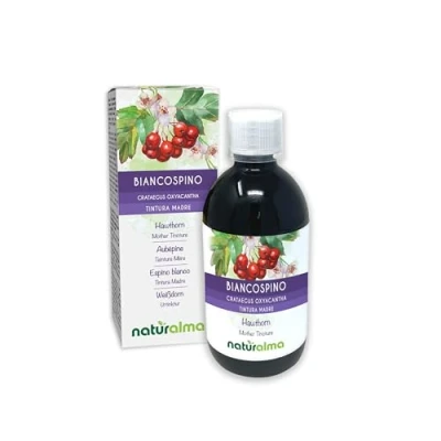 Image of Hawthorn (Crataegus oxyacantha) Flowers and Leaves Alcohol Free Mother Tincture Naturalma Liquid Extract Drops 500 ml Food Supplement Vegan