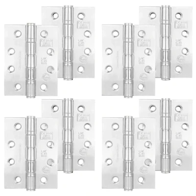 Image of Decoranddecor Door Hinges Internal Fire Rated 4inc / 102mm Ball Bearing Steel Polished Chrome 4 Pairs