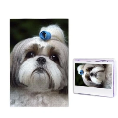 Image of 1000 Piece Puzzle Shih Tzu Dog Puzzles for Adults Challenging Jigsaw Personalized Picture Wooden 29.5&quot; x 19.7&quot;