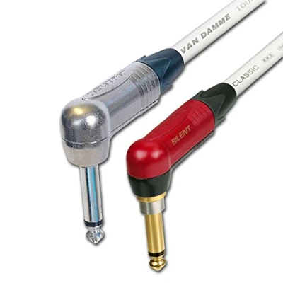 Image of Neutrik SILENT Guitar Jack to Lead. Van Damme Cable. Angled 1m 3m 6m 5m 10m (5m, White)
