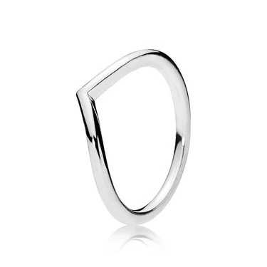 Image of PANDORA Timeless Women&#039;s Sterling Silver Polished Wishbone Ring, Size 54, No Box