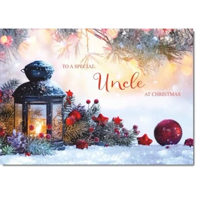 Image of doodlecards Uncle Christmas Card Festive Lamp Medium Size for with Plain Envelope
