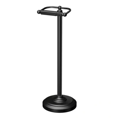 Image of Gatco 1436MX, Freestanding Toilet Paper Holder, 22 H, Matte Black/Floor Standing Weighted Base Holder Stand