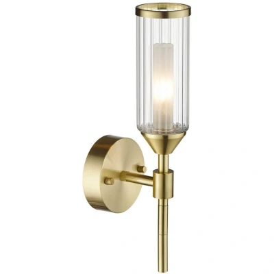 Image of Trieste Wall Lamp Satin Brass Plate, Clear, Frosted Glass