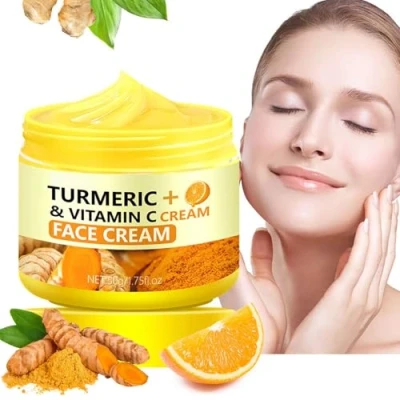 Image of Turmeric Vitamin C Moisturizer for Face, Face Cream Dark Spots, Anti aging Hydration Skin Firming Organic Lotion Instant Glow