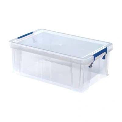 Image of BANKERS BOX 10L Plastic Storage Boxes with Lids. ProStore Super Strong (14 x 34 21.5cm), Made in the UK, Clear
