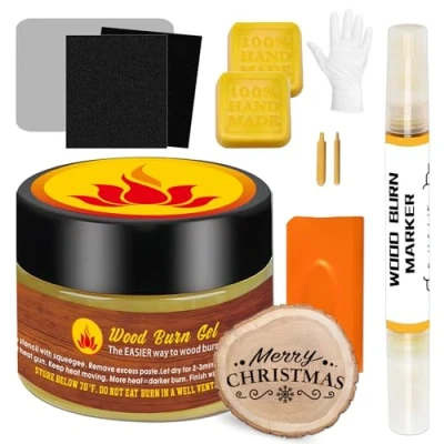 Image of Wood Burn Paste Pen Kit, 4OZ Wooden Burning Gel, Double Sided Marker Kit for DIY Beautiful in Minutes, Perfect Beginners Handmade Meaningful Gifts