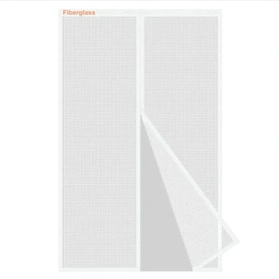 Image of Risareyi Fiberglass Magnetic Fly Screens for Doors 95x205cm, White Reinforced Door Screen Curtain Anti Mosquito Net Mesh Patio Closes Automatically, with Adhesive Tape