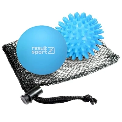 Image of ResultSport Lacrosse &amp; Spike Massage Ball Set with Storage Bag, Plantar Fasciitis Recovery, Trigger Point Massage, Deep Tissue Myofasical Relief (Blue (Lacrosse Spike))
