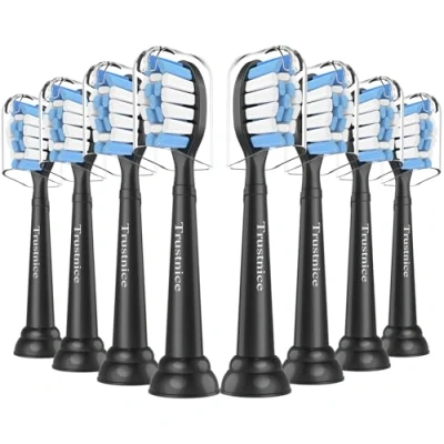 Image of Trustnice Replacement Toothbrush Heads Compatible with Philips Sonicare Toothbrush, Brush Fit for W2, HealthyWhite, EasyClean, Gum Health, FlexCare, 8 Pack (Black)