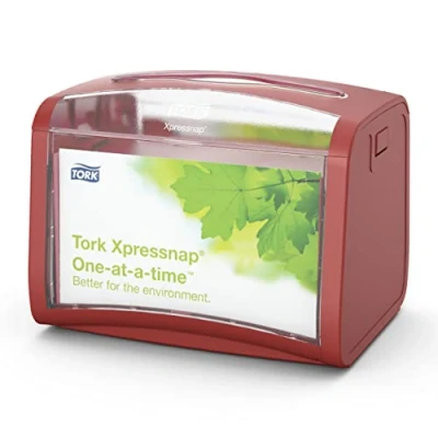 Image of Tork 272612 Xpressnap Tabletop Napkin Dispenser N4 / Paper Suitable for Interfold Refills/Signature Design/Red