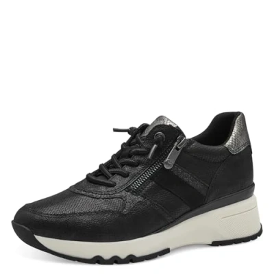 Image of MARCO TOZZI Women&#039;s Laced Trainers 2 23754 43 Sneaker, Black (Black Comb), 5 UK
