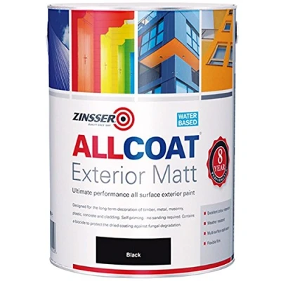 Image of Zinsser Allcoat Exterior WB (Matt Finish) 1lt (Black or White) Black