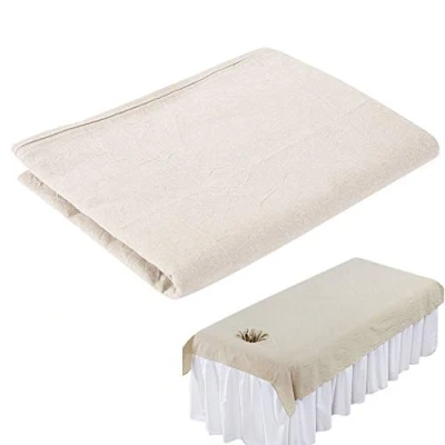 Image of Beauty Massage Bed Sheets, Salon SPA Couch Soft Cotton Cover Protector with Face Breath Hole (Khaki)