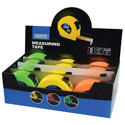 Image of Draper Measuring Tapes, 5m/16ft x 19mm, 3 Colours (Dispenser of 12)