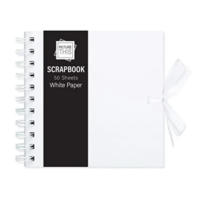 Image of 15cm x Scrapbooks for Memories and Photos with 50 Black or White Pages &amp; Ribbon Closure (White Paper)