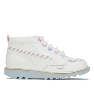 Image of Kickers Girl&#039;s Kick Hi Fleur Ankle Boots, White (White Wht), 13 (32 EU)