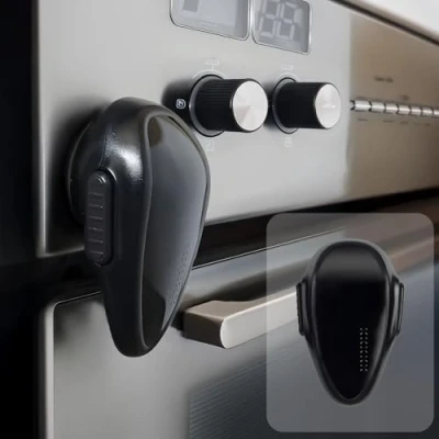 Image of Child Safety Oven Door Lock, Heat Resistant 3M Adhesive Easy to Install, Lock for Childproofing (1 x Black)