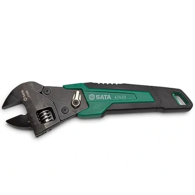 Image of SATA ST47403 Ratcheting Adjustable Wrench 8&quot; Built in Scale Measures Metric Sizes for Quick Fastener Identification