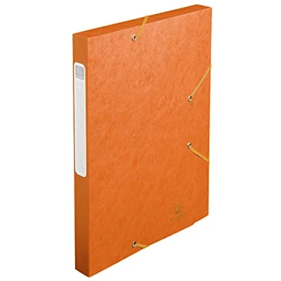 Image of Exacompta Ref 18517H Cartobox Pressboard Filing Box 25 x 33cm, Suitable for A4 Documents, Elastic Straps on 2 Corners, 25mm Spine, FSC Certified Orange