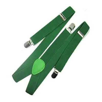 Image of MENS LADIES UNISEX ADJUSTABLE SLIM BRACES TROUSER SUSPENDERS FANCY DRESS CLIP ON (Green)