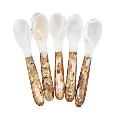 Image of DUEBEL 5 pcs Mother of Pearl Spoons, 12.5cm x 2.5cm (5pcs Spoons)