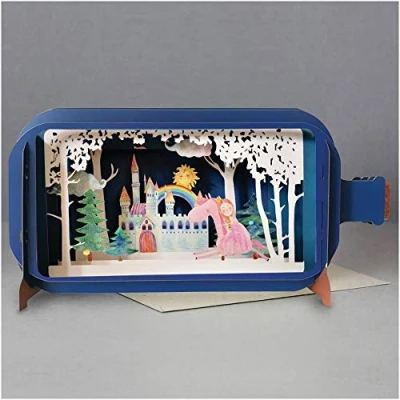 Image of Message in A Bottle 3D Pop Up Greeting Card Unicorn &amp; Castle